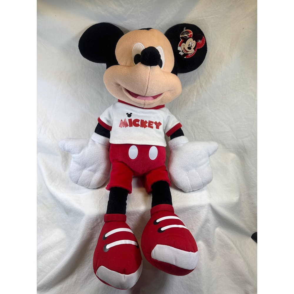Disney Mickey Mouse Plush Stuffed Animal Toy White T-Shirt Red Shorts Sneakers